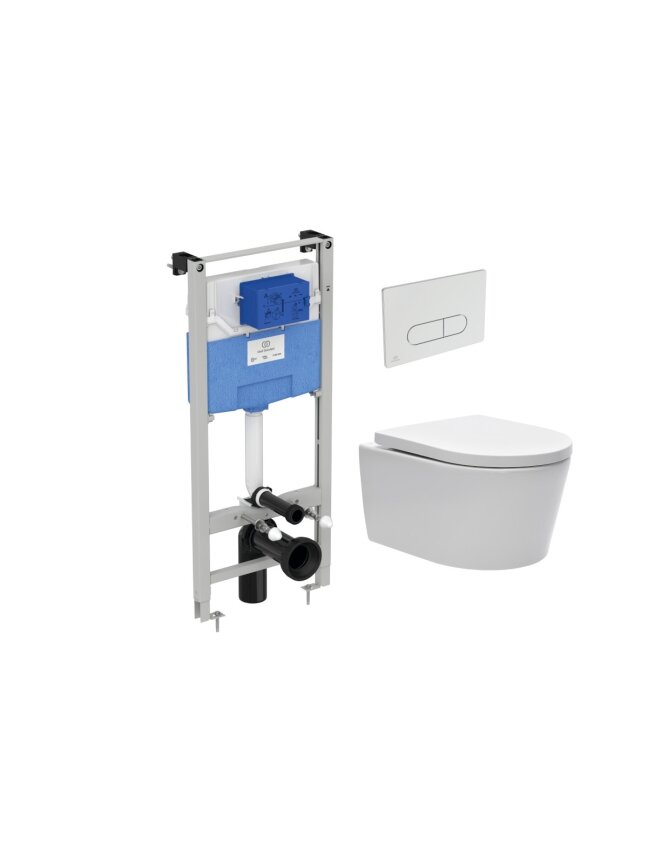 WC rėmo komplektas Ideal Standard ProSys, su WC SAT Brevis, chromuotu mygtuku ir soft-close dangčiu WC rėmo komplektas Ideal Standard ProSys, su WC SAT Brevis, chromuotu mygtuku ir soft-close dangčiu