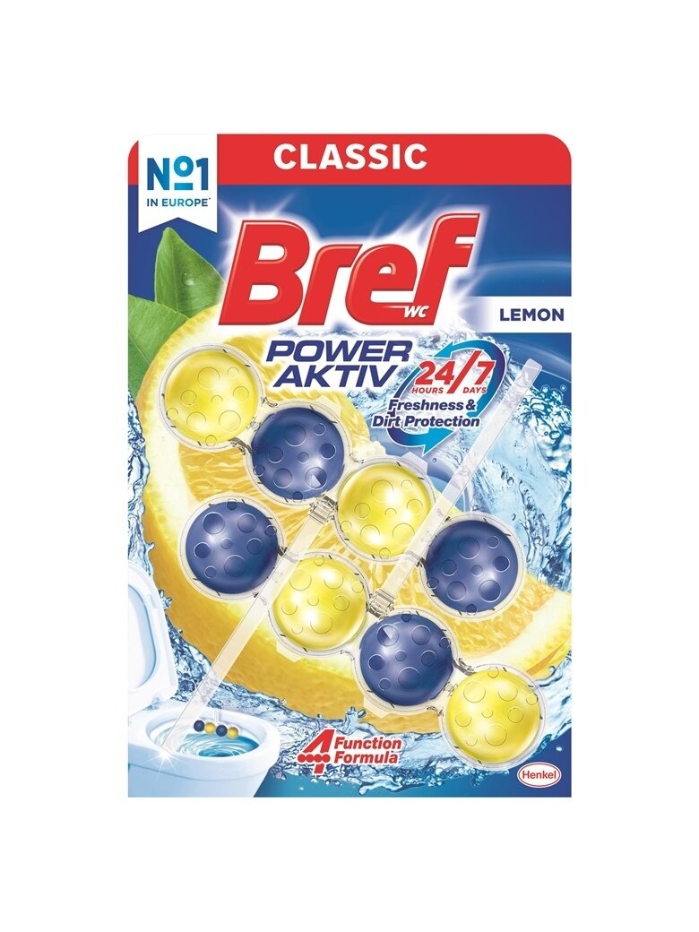 WC valiklis-gaiviklis BREF POWER AKTIV LEMON, 2×50 g