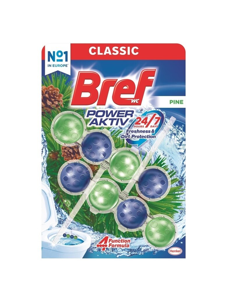 WC valiklis-gaiviklis BREF POWER AKTIV PINE, 2×50 g WC valiklis-gaiviklis BREF POWER AKTIV PINE, 2×50 g