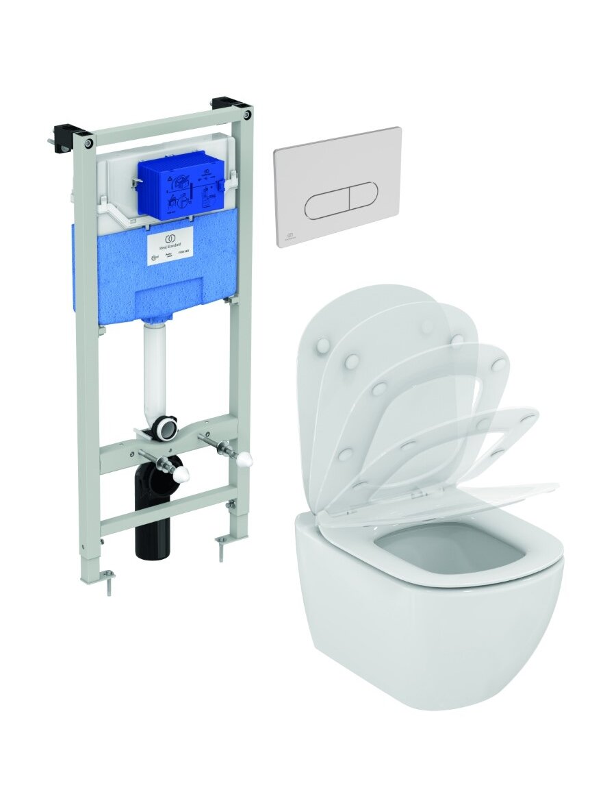 WC rėmo komplektas Ideal Standard ProSys, su WC Tesi Aquablade ir soft-close dangčiu WC rėmo komplektas Ideal Standard ProSys, su WC Tesi Aquablade ir soft-close dangčiu