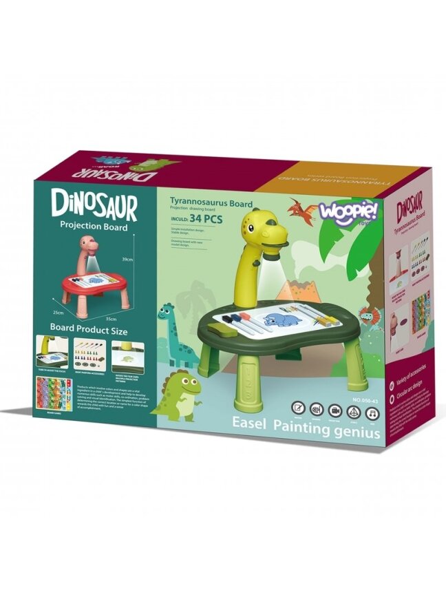 WOOPIE piešimo lentos dinozaurų projektorius 24 raštai + 2 žaidimai 10 WOOPIE piešimo lentos dinozaurų projektorius 24 raštai + 2 žaidimai 10