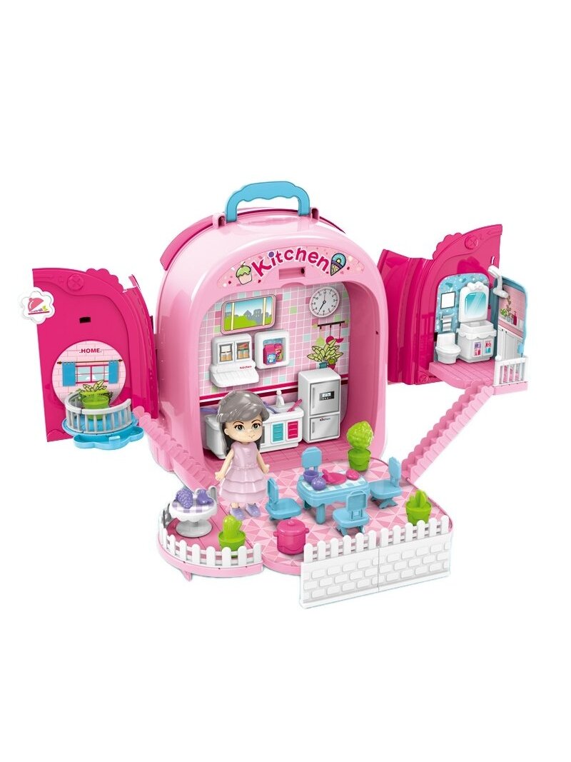 WOOPIE Dollhouse 3in1 nešiojama virtuvė kuprinėje