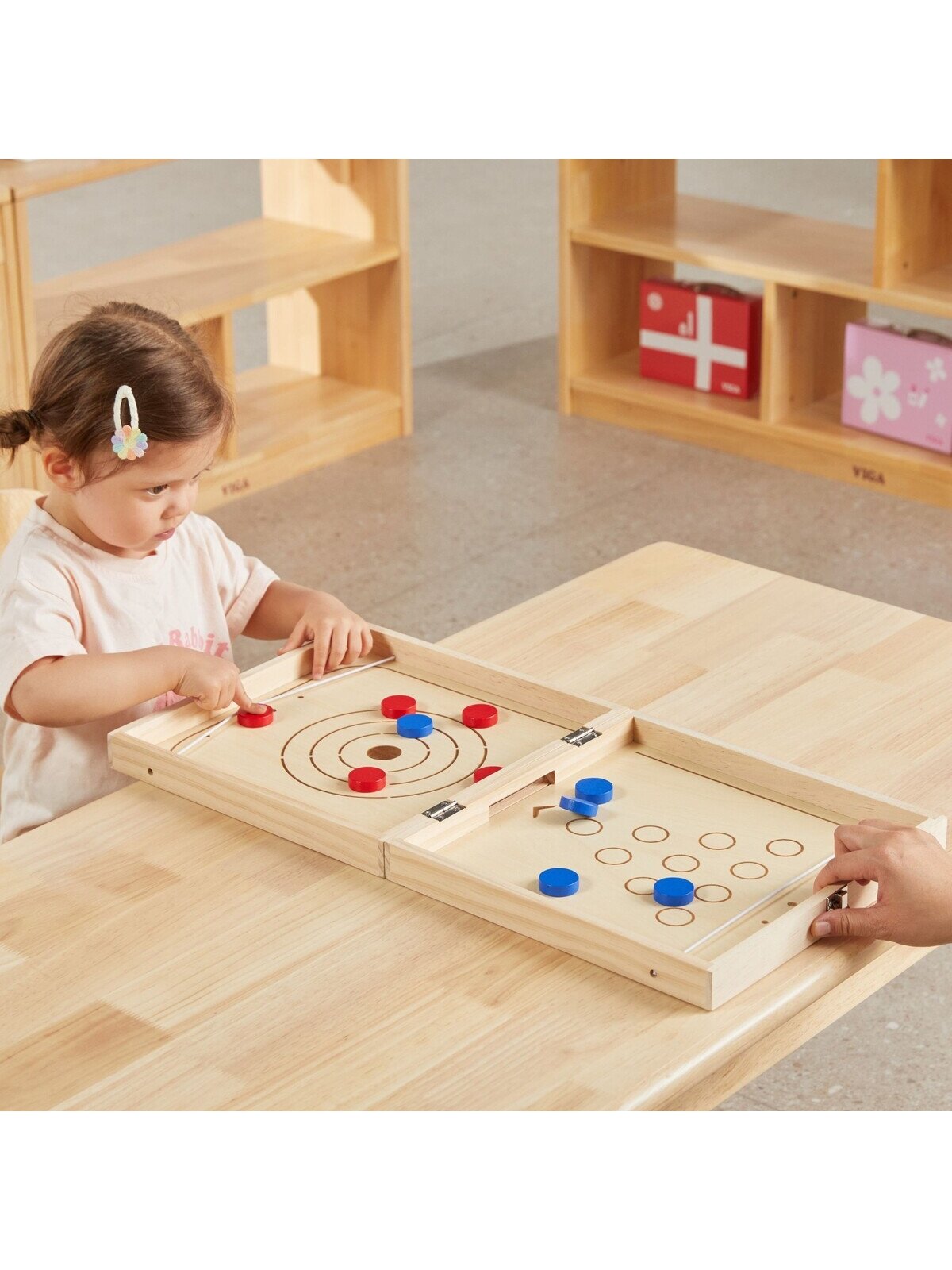 Žaidimų stalas vaikams medinis 4-in-1 ledo ritulys, kerlingas, boulingas ir Ludo 4