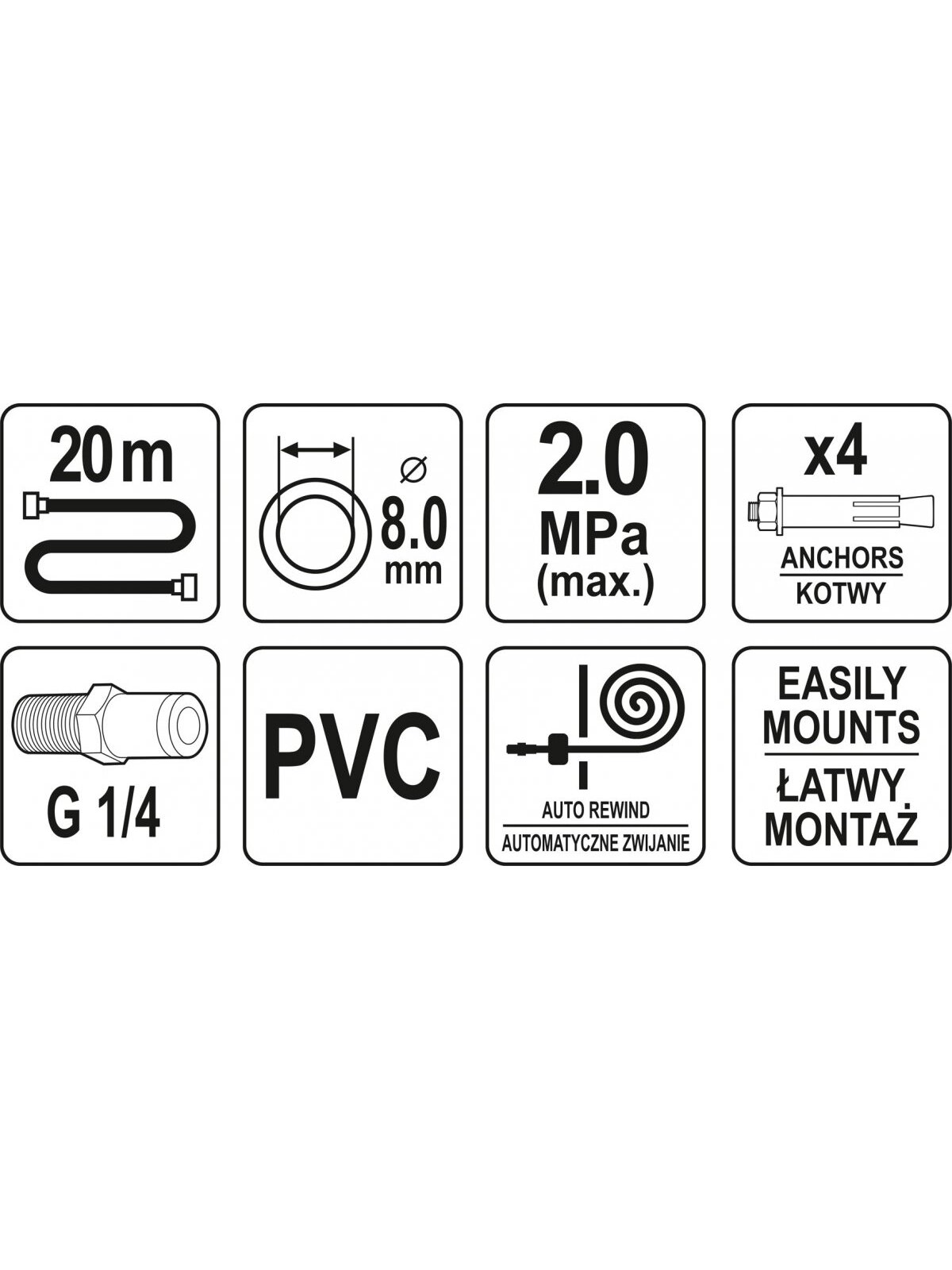 Žarna pneumatinė ritėje 20m 2.0MPa Yato 2 Žarna pneumatinė ritėje 20m 2.0MPa Yato 2