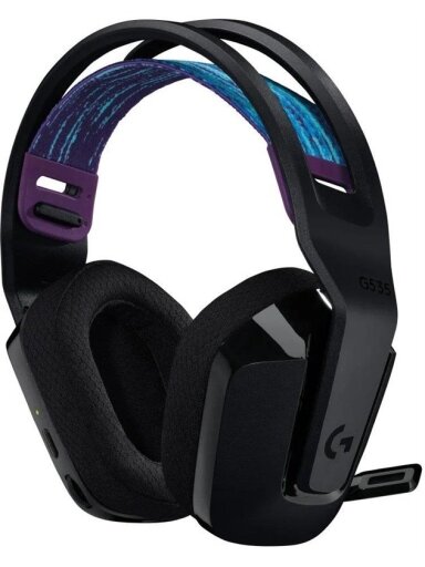 Žaidimų ausinės Logitech G535 Lightspeed, juodos
