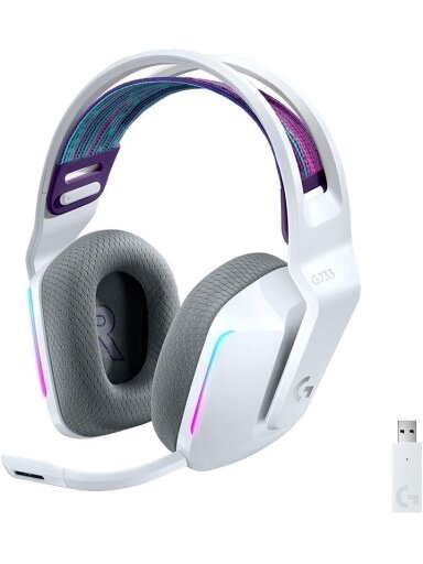 Žaidimų ausinės Logitech G733, baltos