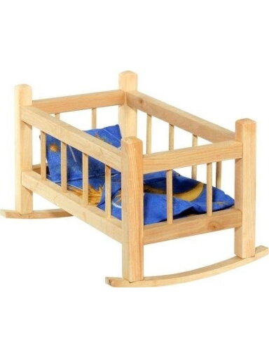 Žaislinė medinė lėlės lovytė 000051312885