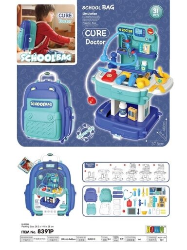 Žaislinis daktaro rinkinys School Bag-Cure Doctor 8391p