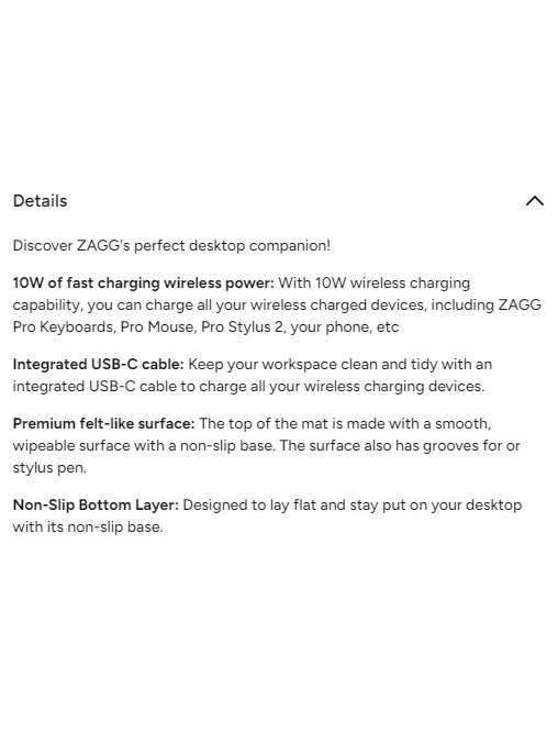 ZAGG Desk Mat with wireless charging Black 4