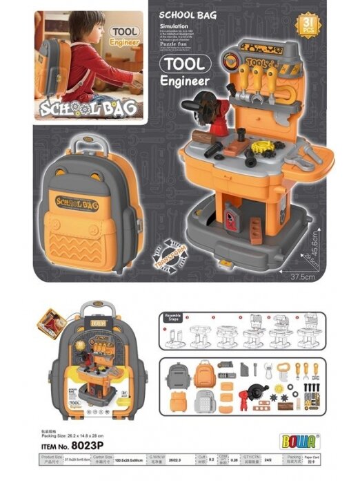 Žaislinis meistro įrankis School Bag-Tool Engineer 8023p 1 Žaislinis meistro įrankis School Bag-Tool Engineer 8023p 1