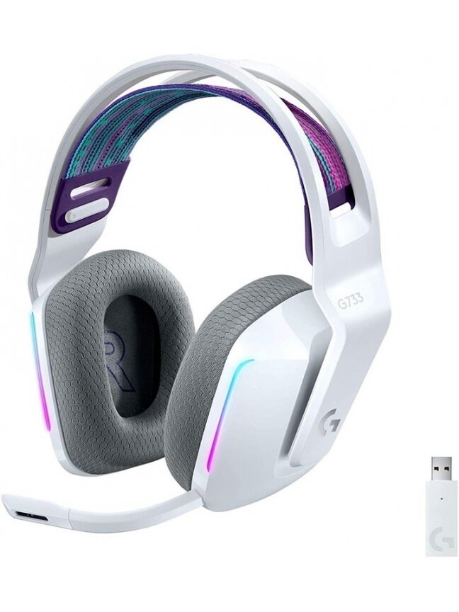 Žaidimų ausinės Logitech G733, baltos Žaidimų ausinės Logitech G733, baltos