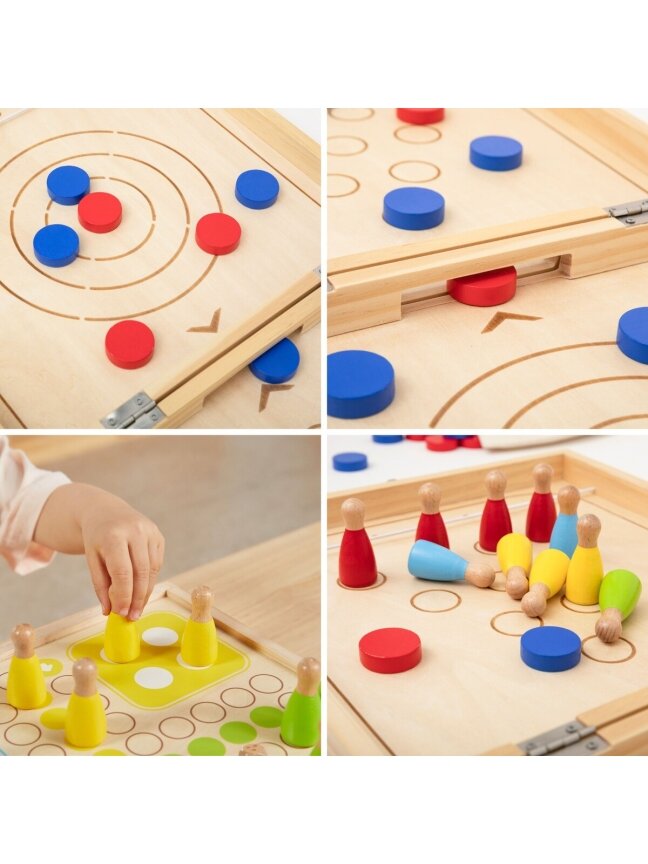 Žaidimų stalas vaikams medinis 4-in-1 ledo ritulys, kerlingas, boulingas ir Ludo 5 Žaidimų stalas vaikams medinis 4-in-1 ledo ritulys, kerlingas, boulingas ir Ludo 5