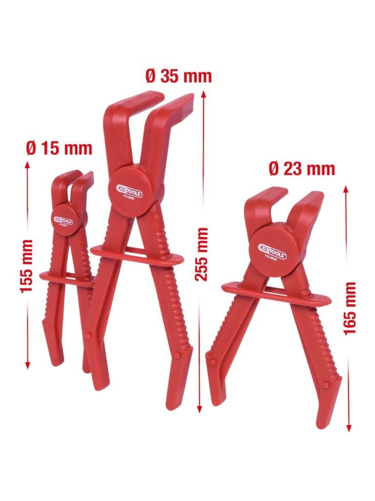 Žarnų užspaudimo replės 90°, 3 vnt, KS Tools Žarnų užspaudimo replės 90°, 3 vnt, KS Tools