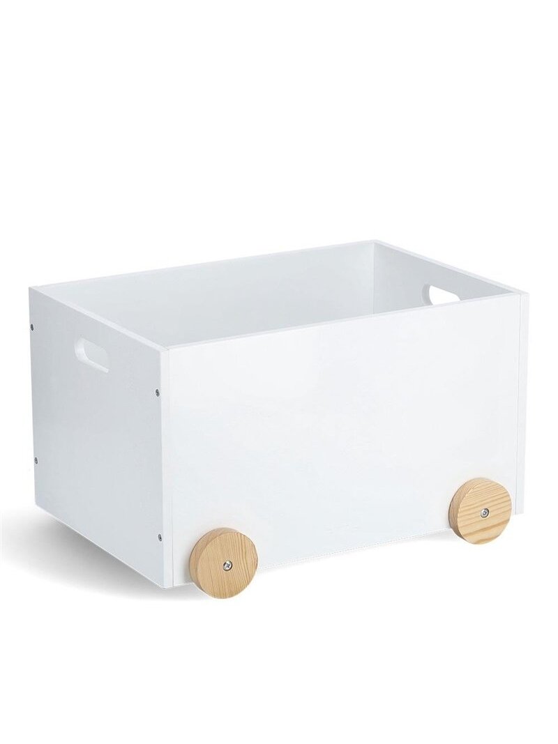 Žaislų dėžė ZELLER WITH WHEELS, balta/medžio sp.,50×36×30 cm Žaislų dėžė ZELLER WITH WHEELS, balta/medžio sp.,50×36×30 cm