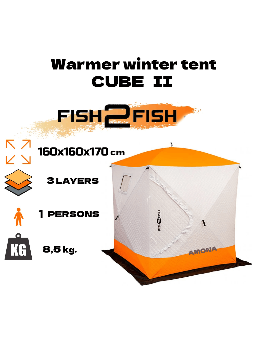 Žieminė Palapinė su Pašiltinimu Fish2Fish Cube II, Dydis 160x160x170 4 Žieminė Palapinė su Pašiltinimu Fish2Fish Cube II, Dydis 160x160x170 4