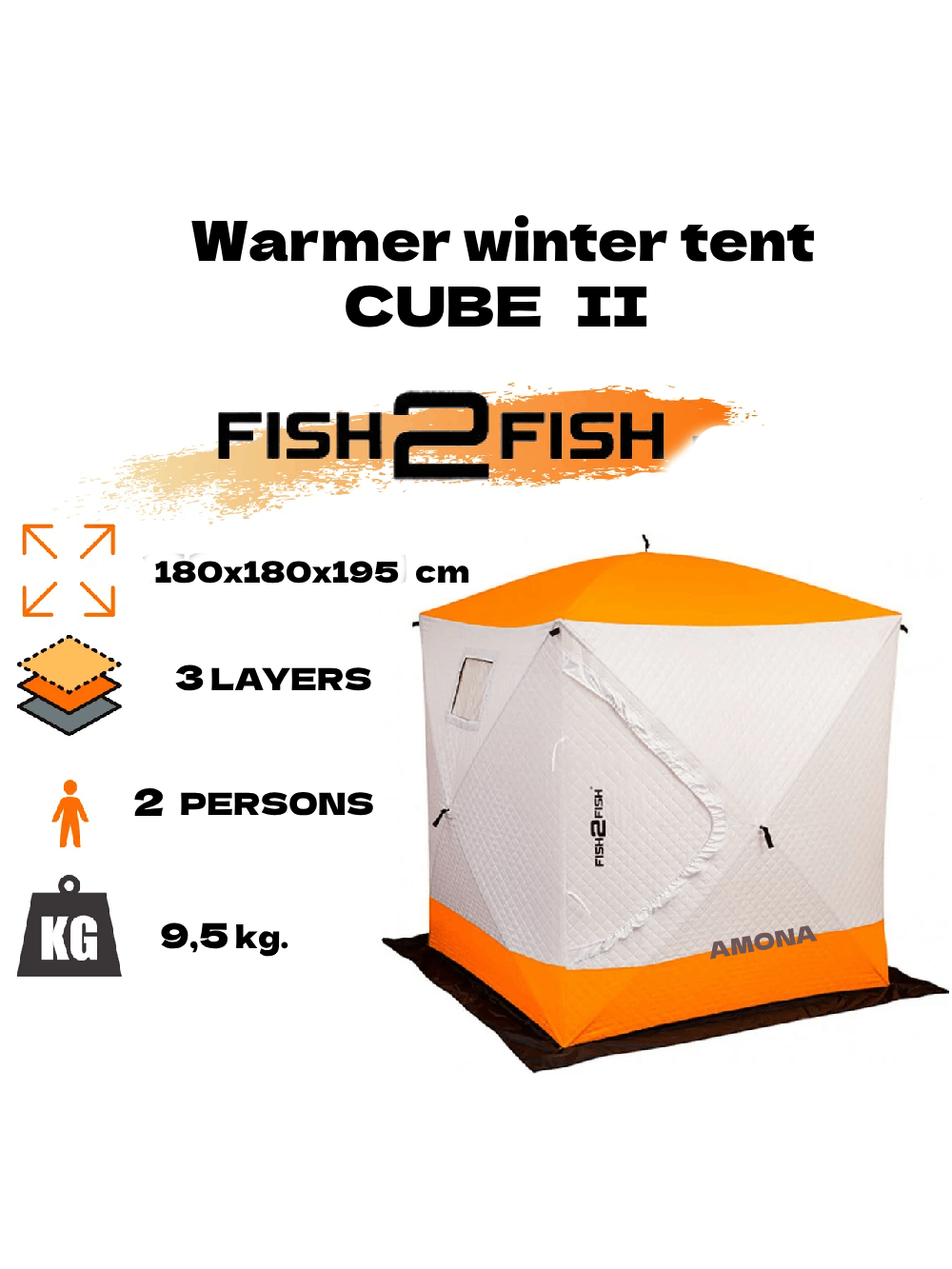 Žieminė Palapinė su Pašiltinimu Fish2Fish Cube II, Dydis 180x180x195 2