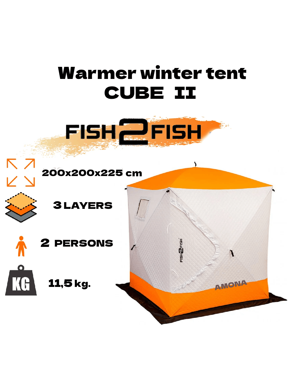 Žieminė Palapinė su Pašiltinimu Fish2Fish Cube II, Dydis 200x200x225 2 Žieminė Palapinė su Pašiltinimu Fish2Fish Cube II, Dydis 200x200x225 2