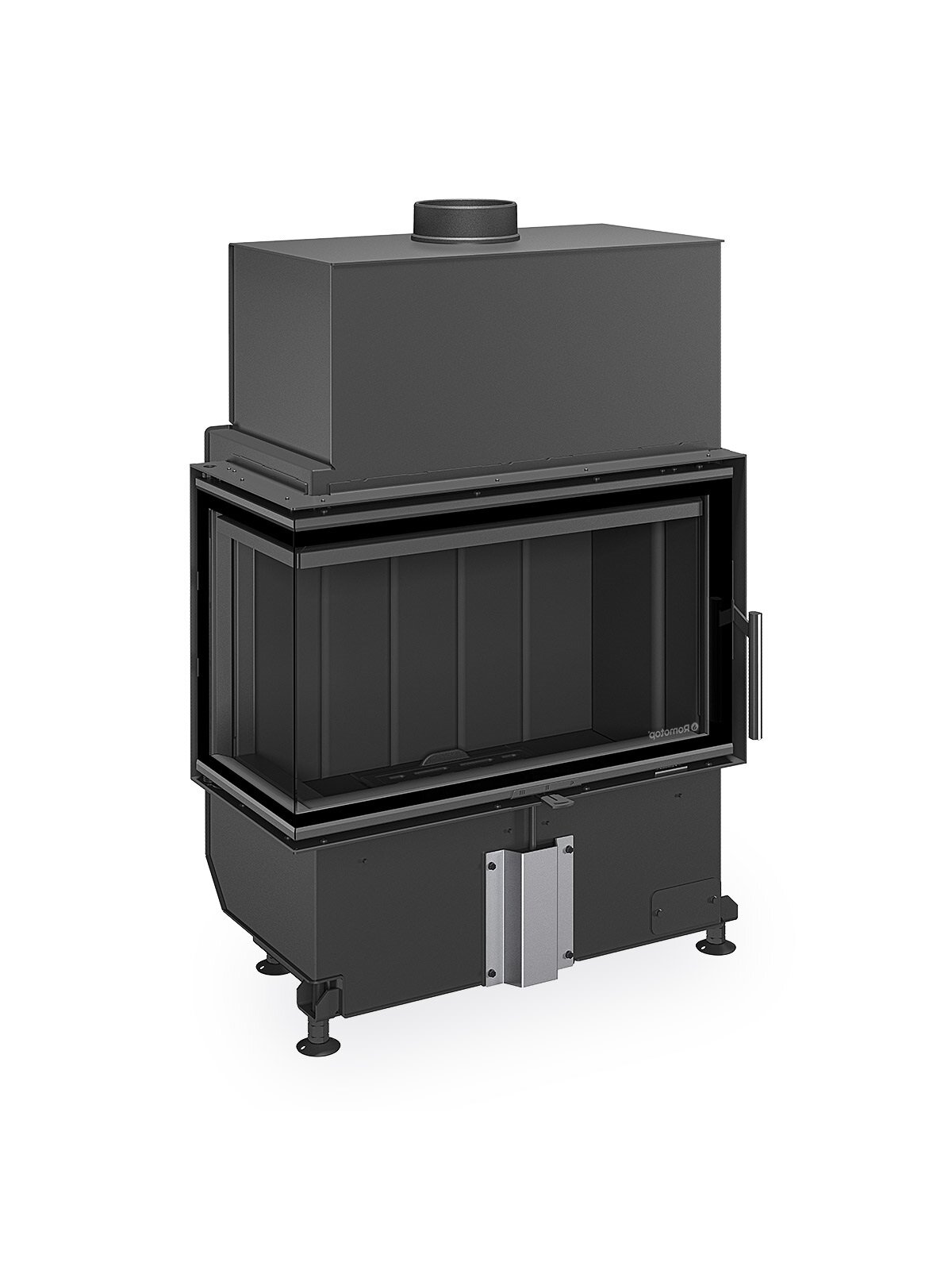 Židinio ugniakuras kampinis Romotop HL2SX23 70.44.33 dviejų dalių kairės pusės stiklu 44 cm, juoda pakura IGN Židinio ugniakuras kampinis Romotop HL2SX23 70.44.33 dviejų dalių kairės pusės stiklu 44 cm, juoda pakura IGN
