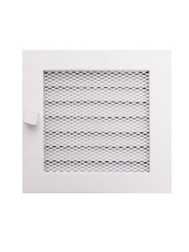 Židinio grotelės HEARTH 170x170mm, (baltos su žaliuzėmis)