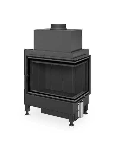 Židinio ugniakuras kampinis HR4SG21 65.51.40 dviejų dalių dešinės pusės stiklu 51cm, juoda pakura IGN