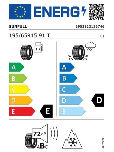 Žieminė automobilių padanga Sunfull 195/65/R15, 91-T, 72 dB