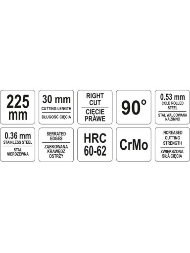 Žirklės skardai dešininės 225mm Yato