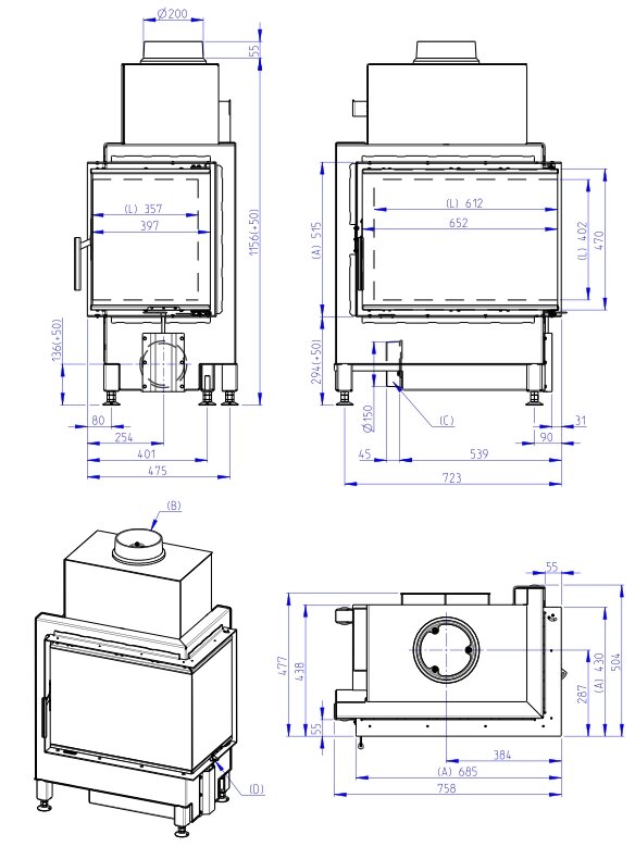 Židinio ugniakuras kampinis HR4SG21 65.51.40 dviejų dalių dešinės pusės stiklu 51cm, juoda pakura IGN 1 Židinio ugniakuras kampinis HR4SG21 65.51.40 dviejų dalių dešinės pusės stiklu 51cm, juoda pakura IGN 1