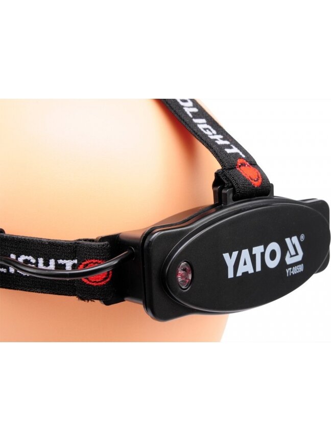Žibintuvėlis ant galvos su diržu LED 3W 3AAA 100lm 3-jų funkcijų YT-08590 YATO 3