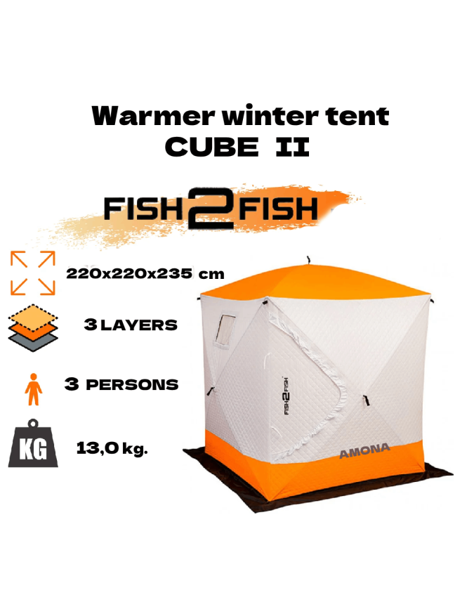 Žieminė Palapinė su Pašiltinimu Fish2Fish Cube II, Dydis 220x220x235 2