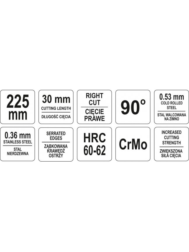 Žirklės skardai dešininės 225mm Yato 1
