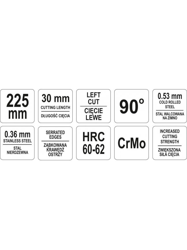 Žirklės skardai kairinės 225mm Yato 1 Žirklės skardai kairinės 225mm Yato 1