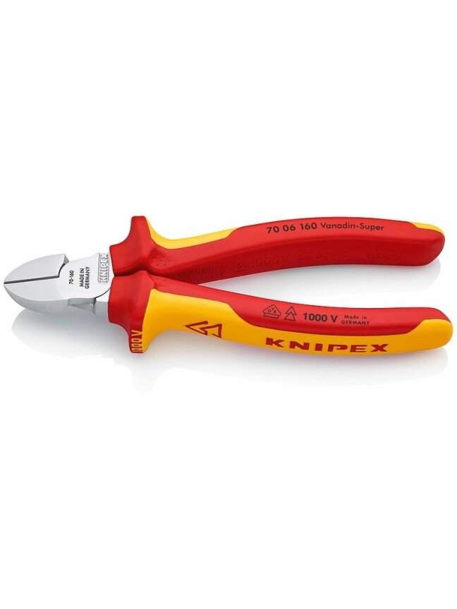 Žnyplės šoninio kirpimo VDE 160mm, Knipex Žnyplės šoninio kirpimo VDE 160mm, Knipex
