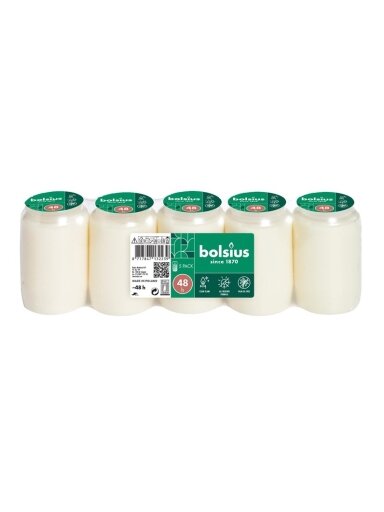 Žvakės įdėklai Bolsius, 48 h, 5 vnt., Balta sp. 9 cm