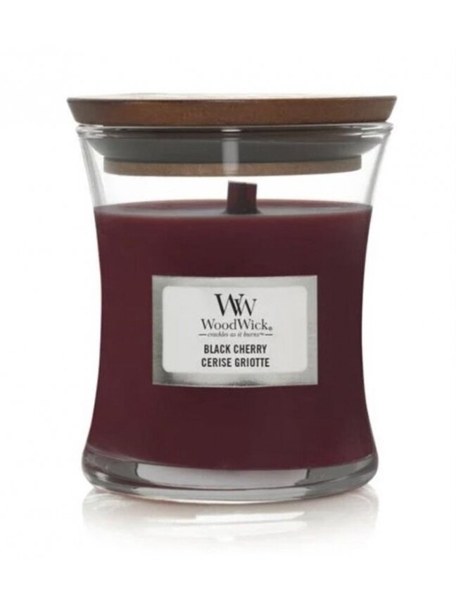 Žvakė, aromatinė WoodWick Medium Core Black Cherry 275 g, Žvakė, aromatinė WoodWick Medium Core Black Cherry 275 g,